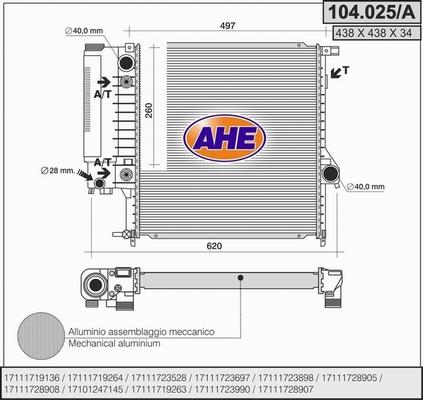 AHE 104.025/A - Radiators, Motora dzesēšanas sistēma www.autospares.lv