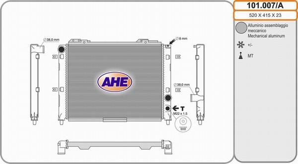 AHE 101.007/A - Radiators, Motora dzesēšanas sistēma autospares.lv