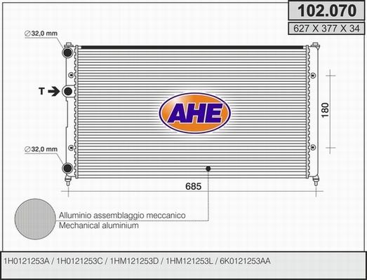 AHE 102.070 - Radiators, Motora dzesēšanas sistēma autospares.lv