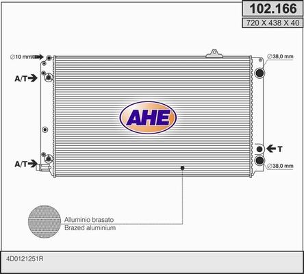 AHE 102.166 - Radiator, engine cooling www.autospares.lv