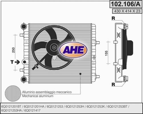 AHE 102.106/A - Radiators, Motora dzesēšanas sistēma www.autospares.lv