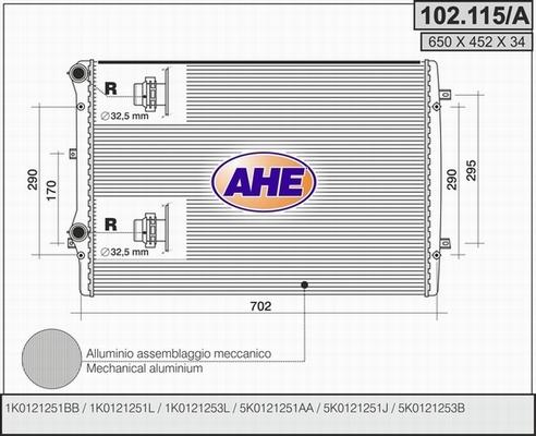 AHE 102.115/A - Radiators, Motora dzesēšanas sistēma www.autospares.lv