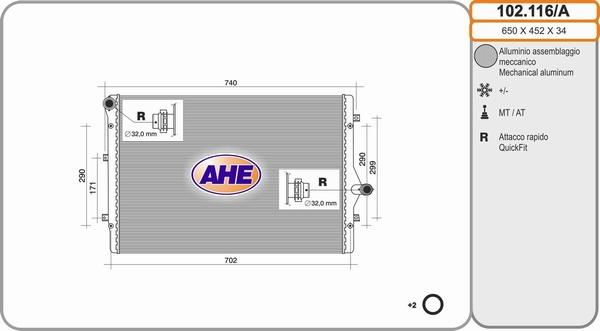 AHE 102.116/A - Radiators, Motora dzesēšanas sistēma www.autospares.lv