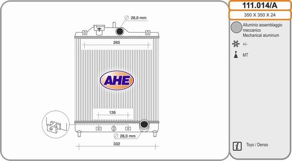 AHE 111.014/A - Радиатор, охлаждение двигателя www.autospares.lv