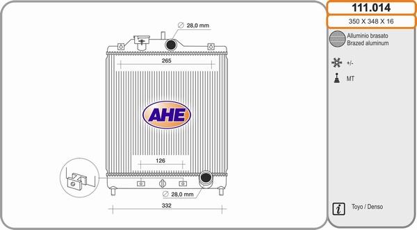 AHE 111.014 - Радиатор, охлаждение двигателя www.autospares.lv