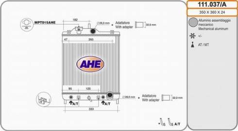 AHE 111.037/A - Радиатор, охлаждение двигателя www.autospares.lv