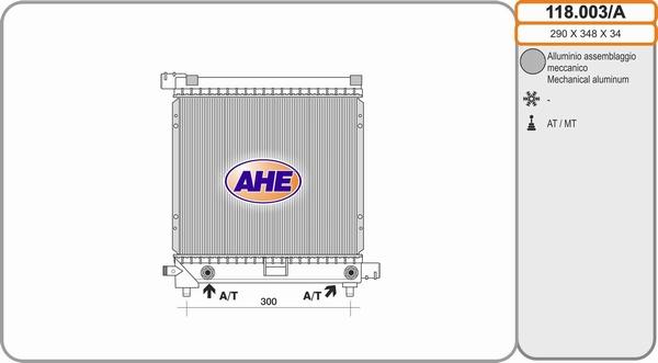 AHE 118.003/A - Радиатор, охлаждение двигателя www.autospares.lv