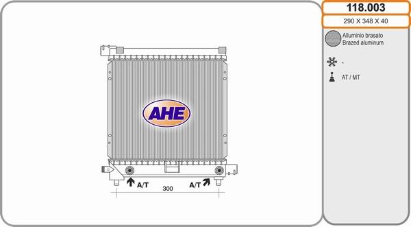 AHE 118.003 - Радиатор, охлаждение двигателя www.autospares.lv