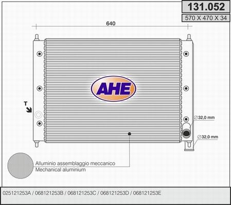 AHE 131.052 - Radiators, Motora dzesēšanas sistēma autospares.lv