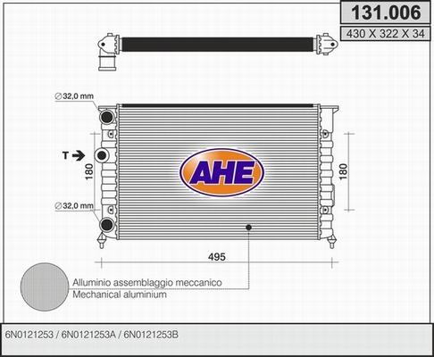 AHE 131.006 - Radiators, Motora dzesēšanas sistēma autospares.lv