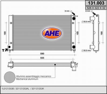 AHE 131.003 - Radiators, Motora dzesēšanas sistēma autospares.lv