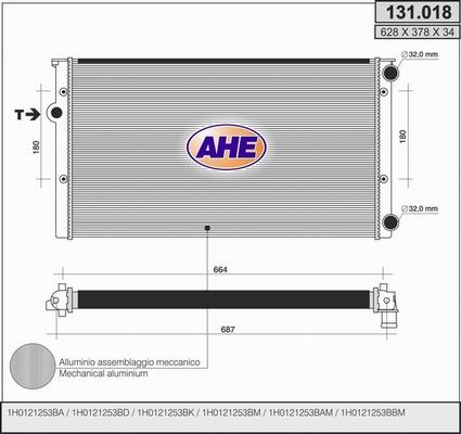 AHE 131.018 - Radiators, Motora dzesēšanas sistēma autospares.lv