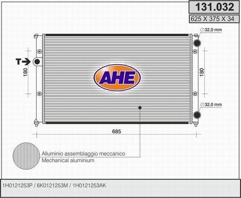 AHE 131.032 - Radiators, Motora dzesēšanas sistēma autospares.lv