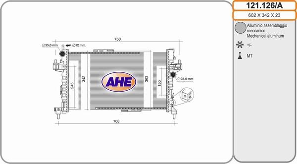 AHE 121.126/A - Radiators, Motora dzesēšanas sistēma www.autospares.lv