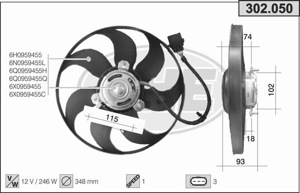 AHE 302.050 - Ventilators, Motora dzesēšanas sistēma www.autospares.lv