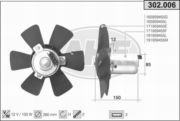 AHE 302.006 - Ventilators, Motora dzesēšanas sistēma www.autospares.lv