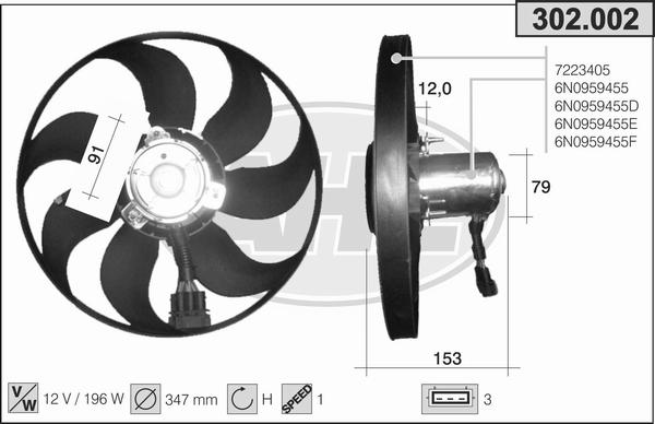 AHE 302.002 - Ventilators, Motora dzesēšanas sistēma www.autospares.lv