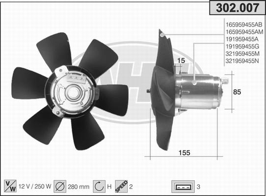 AHE 302.007 - Ventilators, Motora dzesēšanas sistēma www.autospares.lv