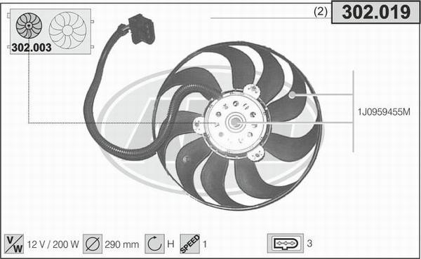 AHE 302.019 - Ventilators, Motora dzesēšanas sistēma www.autospares.lv