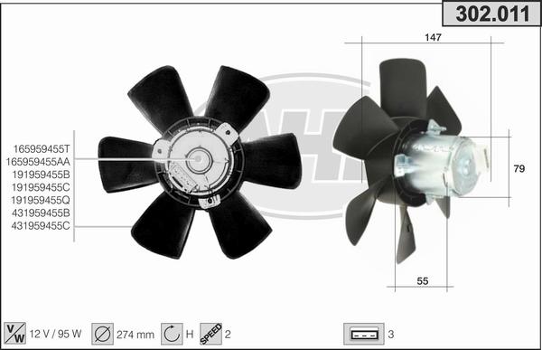 AHE 302.011 - Ventilators, Motora dzesēšanas sistēma www.autospares.lv