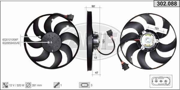 AHE 302.088 - Ventilators, Motora dzesēšanas sistēma www.autospares.lv