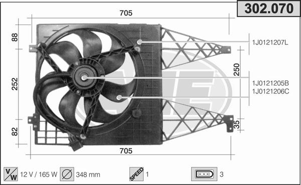 AHE 302.070 - Ventilators, Motora dzesēšanas sistēma www.autospares.lv