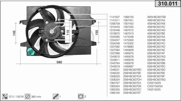 AHE 310.011 - Ventilators, Motora dzesēšanas sistēma www.autospares.lv