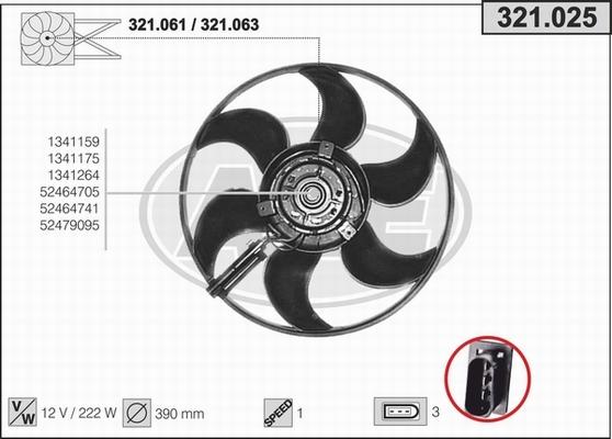 AHE 321.025 - Ventilators, Motora dzesēšanas sistēma www.autospares.lv