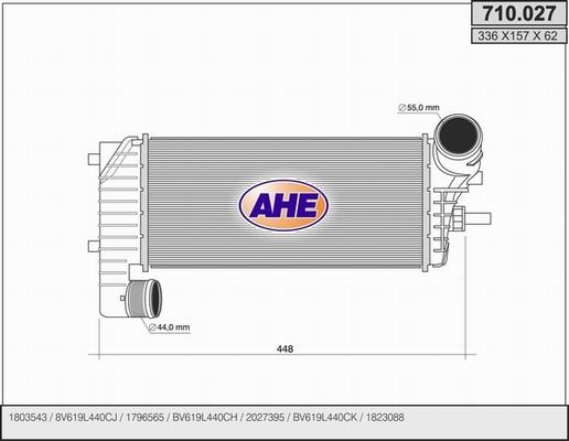 AHE 710.027 - Интеркулер, теплообменник турбины www.autospares.lv