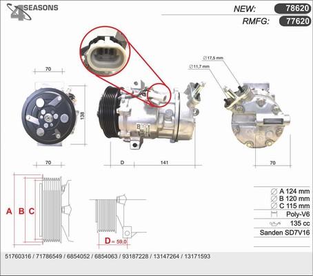 AHE 78620 - Kompresors, Gaisa kond. sistēma autospares.lv