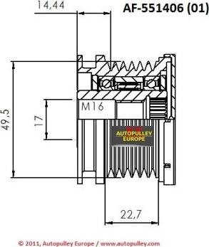 AINDE AF551406 - Piedziņas skriemelis, Ģenerators autospares.lv