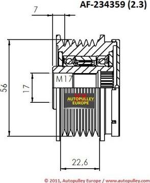 AINDE AF234359 - Piedziņas skriemelis, Ģenerators autospares.lv