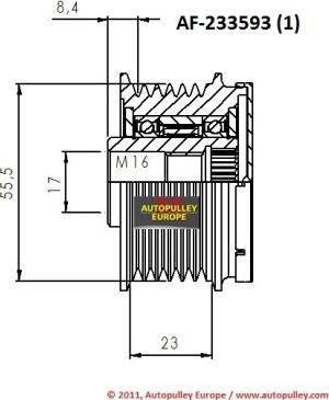 AINDE AF233593 - Piedziņas skriemelis, Ģenerators autospares.lv