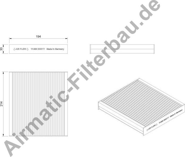 Airmatic IF1143B - Filtrs, Salona telpas gaiss www.autospares.lv