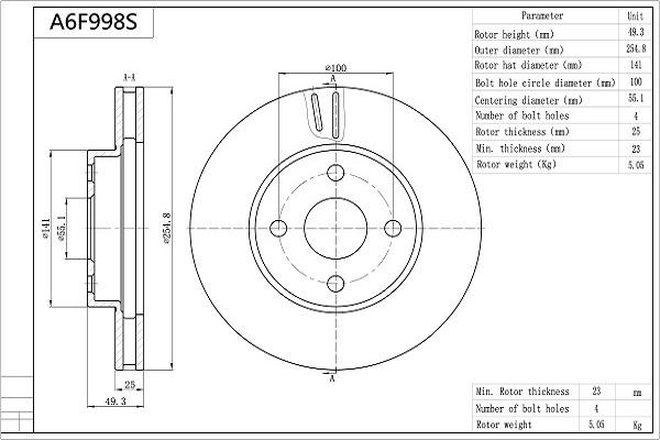 Aisin A6F998S - Bremžu diski autospares.lv