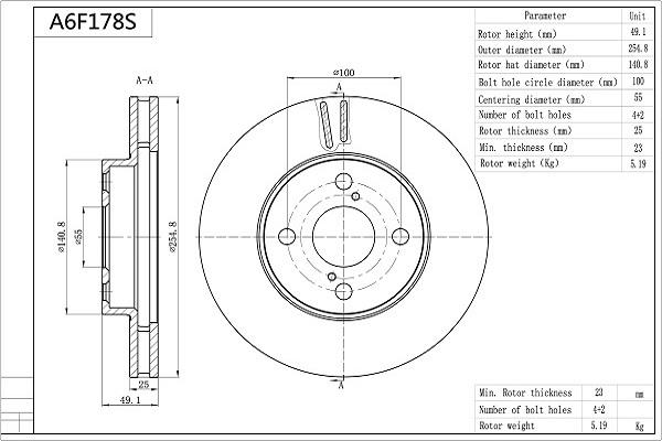 Aisin A6F178S - Bremžu diski www.autospares.lv