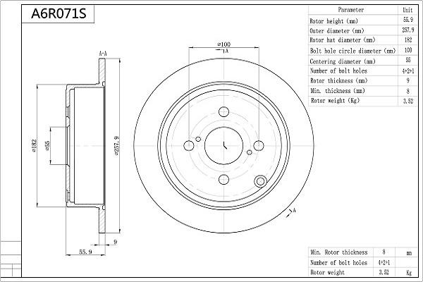 Aisin A6R071S - Bremžu diski www.autospares.lv