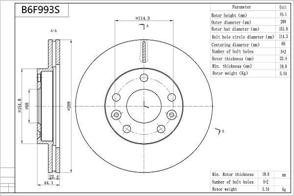 Aisin B6F993S - Bremžu diski www.autospares.lv