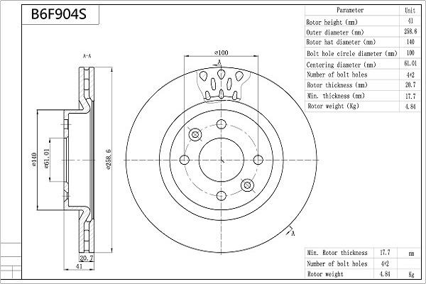 Aisin B6F904S - Bremžu diski www.autospares.lv