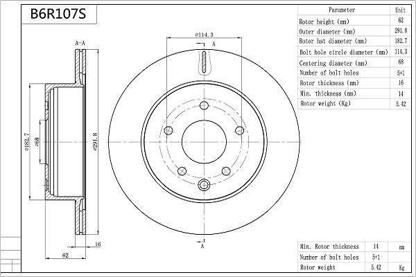 Aisin B6R107S - Bremžu diski www.autospares.lv