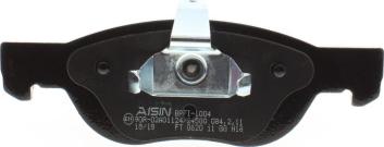 AISIN BPFI-1004 - Bremžu uzliku kompl., Disku bremzes www.autospares.lv