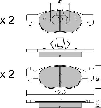 Aisin BPFI-1002 - Bremžu uzliku kompl., Disku bremzes www.autospares.lv