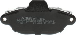 AISIN BPFI-1039 - Тормозные колодки, дисковые, комплект www.autospares.lv