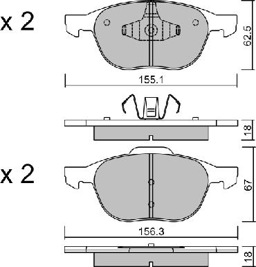 AISIN BPFO-1004 - Bremžu uzliku kompl., Disku bremzes www.autospares.lv