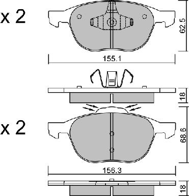 Aisin BPFO-1016 - Bremžu uzliku kompl., Disku bremzes www.autospares.lv