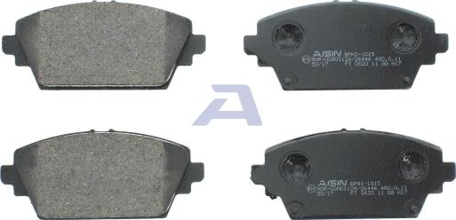 AISIN BPNI-1015 - Bremžu uzliku kompl., Disku bremzes www.autospares.lv