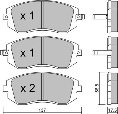 Aisin BPSB-1000 - Bremžu uzliku kompl., Disku bremzes www.autospares.lv