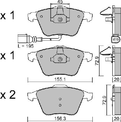 AISIN BPVW-1011 - Тормозные колодки, дисковые, комплект www.autospares.lv