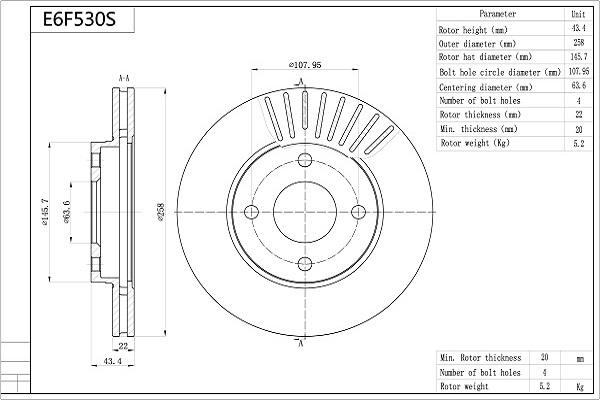 Aisin E6F530S - Bremžu diski autospares.lv