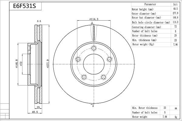 Aisin E6F531S - Brake Disc www.autospares.lv